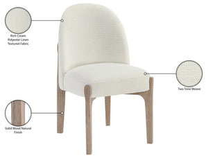 Meridian Furniture Torino Linen Upholstered Dining Chair with Brass Accents and Wood Frame for Modern Rooms Style 1 Cream 88001Cream-C