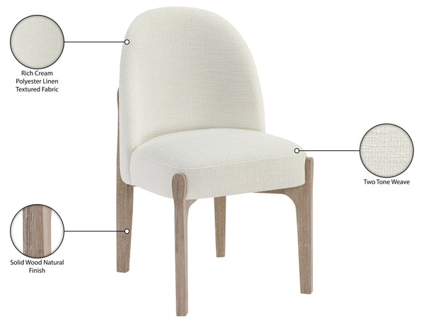 Meridian Furniture Torino Linen Upholstered Dining Chair with Brass Accents and Wood Frame for Modern Rooms Style 1 Cream 88001Cream-C