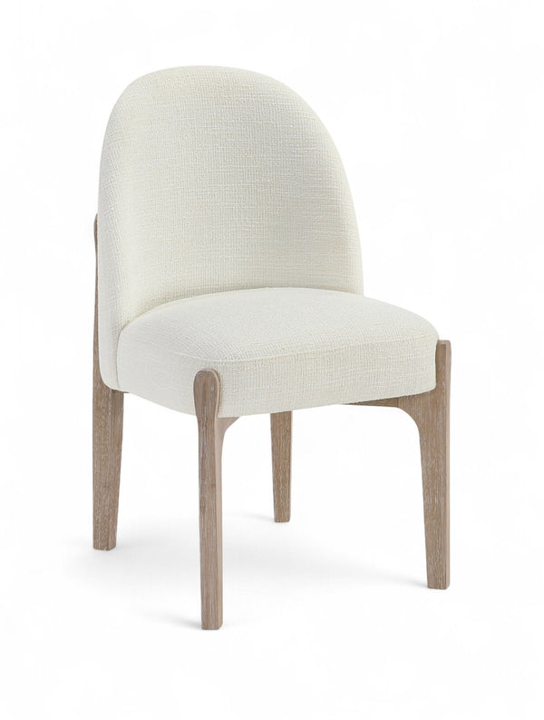 Meridian Furniture Torino Linen Upholstered Dining Chair with Brass Accents and Wood Frame for Modern Rooms Style 1 Cream 88001Cream-C