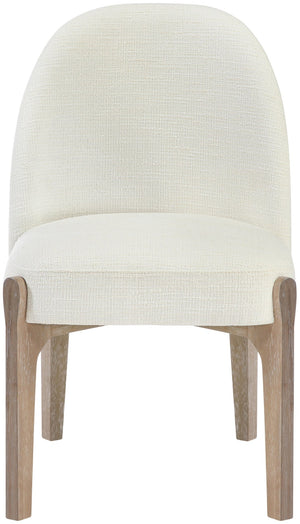 Meridian Furniture Torino Linen Upholstered Dining Chair with Brass Accents and Wood Frame for Modern Rooms Style 1 Cream 88001Cream-C