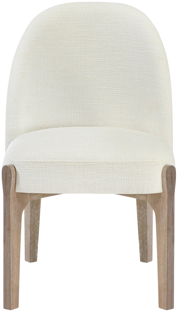 Meridian Furniture Torino Linen Upholstered Dining Chair with Brass Accents and Wood Frame for Modern Rooms Style 1 Cream 88001Cream-C