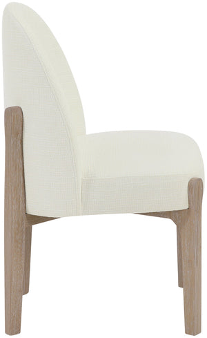 Meridian Furniture Torino Linen Upholstered Dining Chair with Brass Accents and Wood Frame for Modern Rooms Style 1 Cream 88001Cream-C