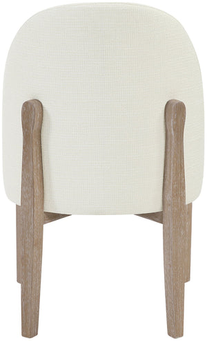 Meridian Furniture Torino Linen Upholstered Dining Chair with Brass Accents and Wood Frame for Modern Rooms Style 1 Cream 88001Cream-C