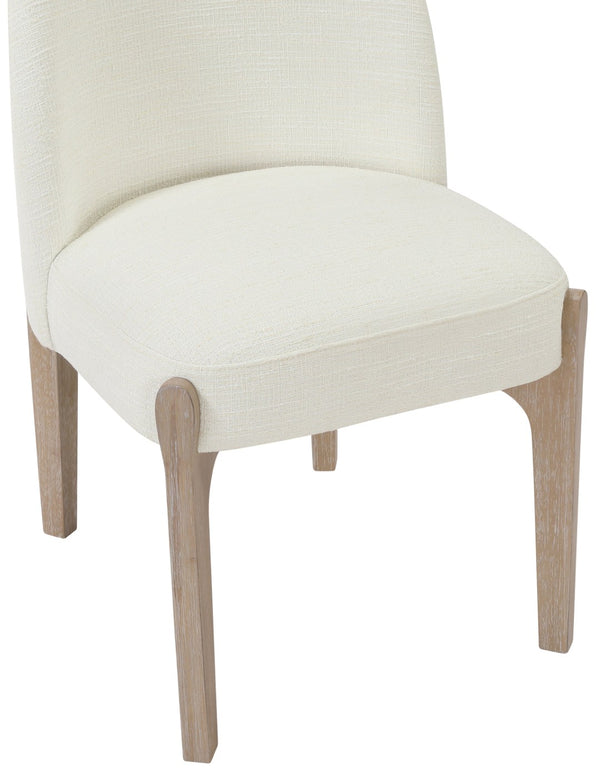 Meridian Furniture Torino Linen Upholstered Dining Chair with Brass Accents and Wood Frame for Modern Rooms Style 1 Cream 88001Cream-C