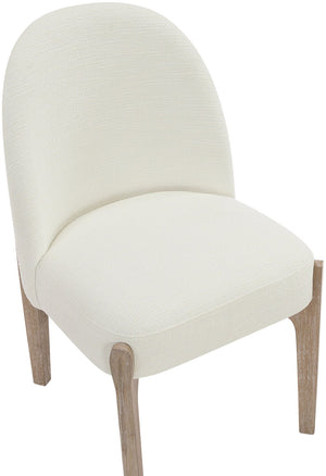 Meridian Furniture Torino Linen Upholstered Dining Chair with Brass Accents and Wood Frame for Modern Rooms Style 1 Cream 88001Cream-C