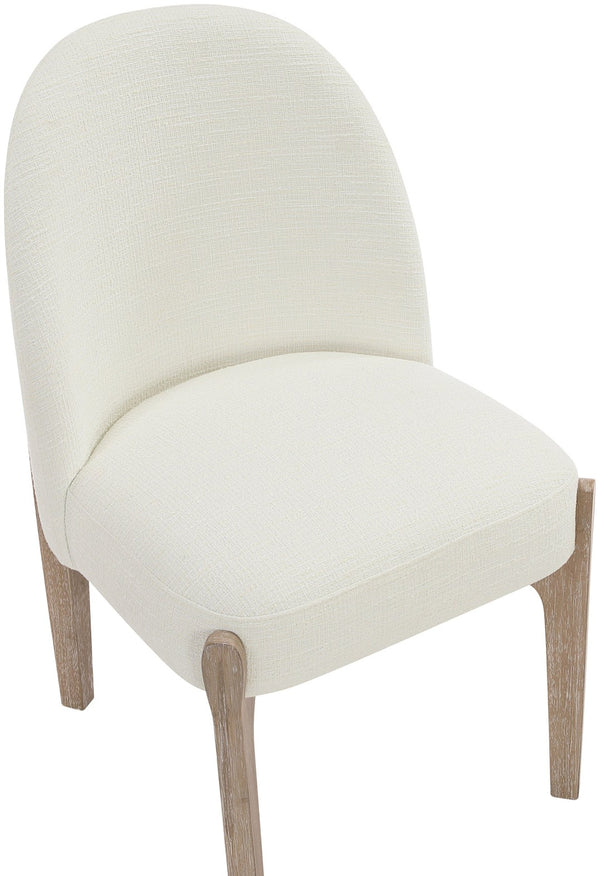 Meridian Furniture Torino Linen Upholstered Dining Chair with Brass Accents and Wood Frame for Modern Rooms Style 1 Cream 88001Cream-C