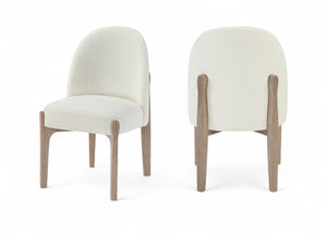 Meridian Furniture Torino Linen Upholstered Dining Chair with Brass Accents and Wood Frame for Modern Rooms Style 1 Cream 88001Cream-C
