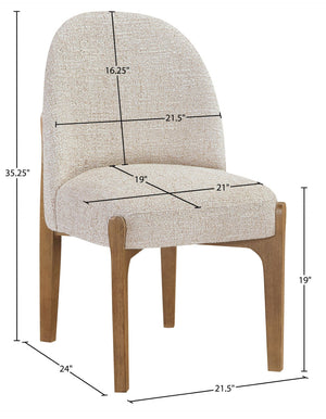Meridian Furniture Torino Linen Upholstered Dining Chair with Brass Accents and Wood Frame for Modern Rooms Style 2 Beige 88002Beige-C