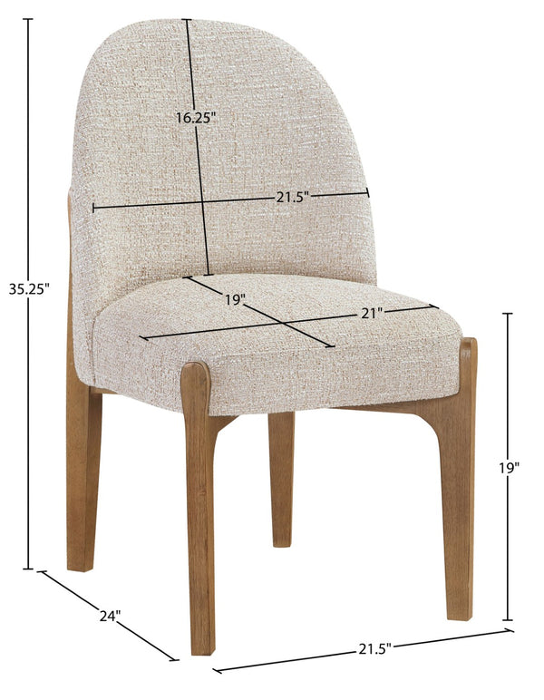 Meridian Furniture Torino Linen Upholstered Dining Chair with Brass Accents and Wood Frame for Modern Rooms Style 2 Beige 88002Beige-C