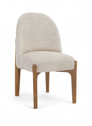 Meridian Furniture Torino Linen Upholstered Dining Chair with Brass Accents and Wood Frame for Modern Rooms Style 2 Beige 88002Beige-C