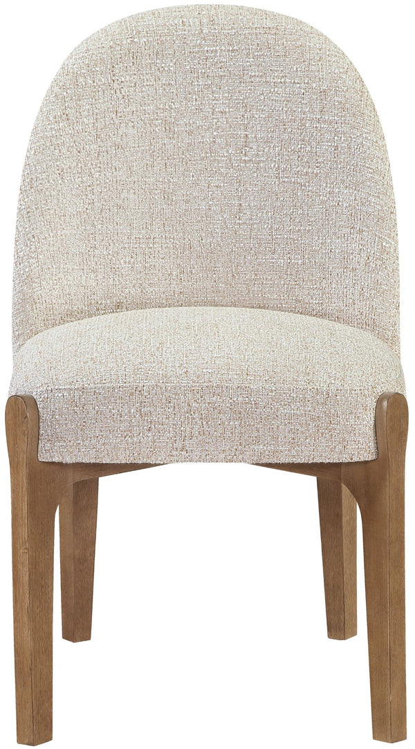 Meridian Furniture Torino Linen Upholstered Dining Chair with Brass Accents and Wood Frame for Modern Rooms Style 2 Beige 88002Beige-C
