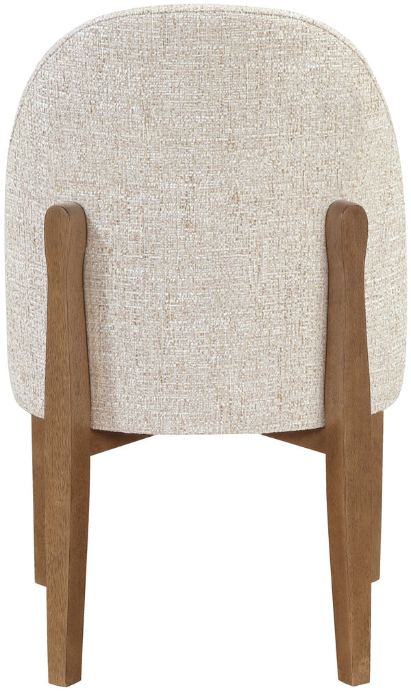 Meridian Furniture Torino Linen Upholstered Dining Chair with Brass Accents and Wood Frame for Modern Rooms Style 2 Beige 88002Beige-C