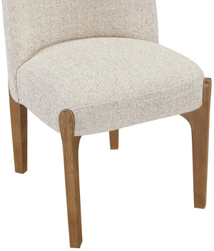 Meridian Furniture Torino Linen Upholstered Dining Chair with Brass Accents and Wood Frame for Modern Rooms Style 2 Beige 88002Beige-C