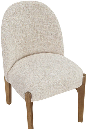 Meridian Furniture Torino Linen Upholstered Dining Chair with Brass Accents and Wood Frame for Modern Rooms Style 2 Beige 88002Beige-C