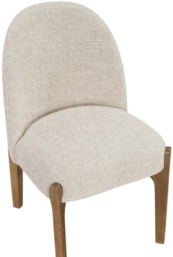 Meridian Furniture Torino Linen Upholstered Dining Chair with Brass Accents and Wood Frame for Modern Rooms Style 2 Beige 88002Beige-C
