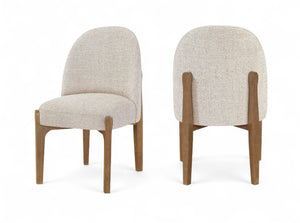 Meridian Furniture Torino Linen Upholstered Dining Chair with Brass Accents and Wood Frame for Modern Rooms Style 2 Beige 88002Beige-C