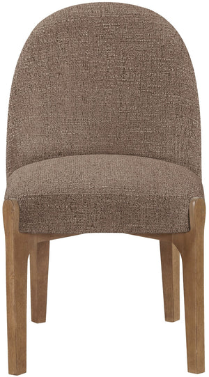 Meridian Furniture Torino Linen Upholstered Dining Chair with Brass Accents and Wood Frame for Modern Rooms Style 2 Brown 88002Brown-C
