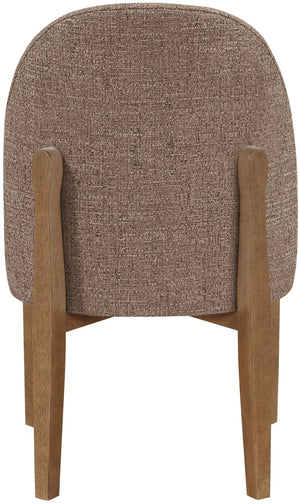 Meridian Furniture Torino Linen Upholstered Dining Chair with Brass Accents and Wood Frame for Modern Rooms Style 2 Brown 88002Brown-C