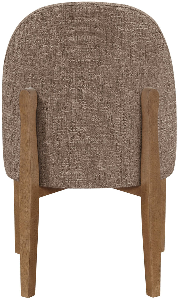 Meridian Furniture Torino Linen Upholstered Dining Chair with Brass Accents and Wood Frame for Modern Rooms Style 2 Brown 88002Brown-C