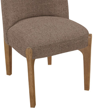 Meridian Furniture Torino Linen Upholstered Dining Chair with Brass Accents and Wood Frame for Modern Rooms Style 2 Brown 88002Brown-C