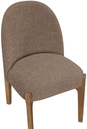 Meridian Furniture Torino Linen Upholstered Dining Chair with Brass Accents and Wood Frame for Modern Rooms Style 2 Brown 88002Brown-C