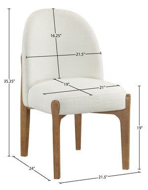 Meridian Furniture Torino Linen Upholstered Dining Chair with Brass Accents and Wood Frame for Modern Rooms Style 2 Cream 88002Cream-C