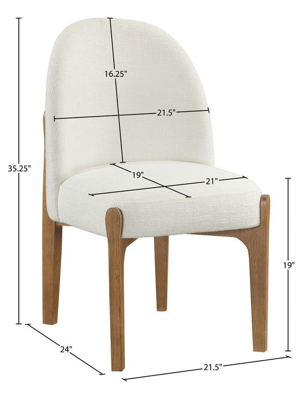 Meridian Furniture Torino Linen Upholstered Dining Chair with Brass Accents and Wood Frame for Modern Rooms Style 2 Cream 88002Cream-C