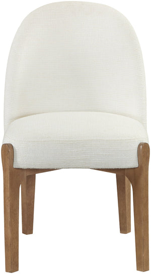 Meridian Furniture Torino Linen Upholstered Dining Chair with Brass Accents and Wood Frame for Modern Rooms Style 2 Cream 88002Cream-C