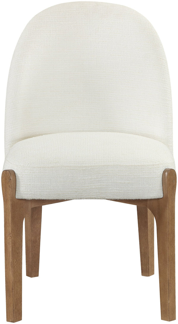 Meridian Furniture Torino Linen Upholstered Dining Chair with Brass Accents and Wood Frame for Modern Rooms Style 2 Cream 88002Cream-C