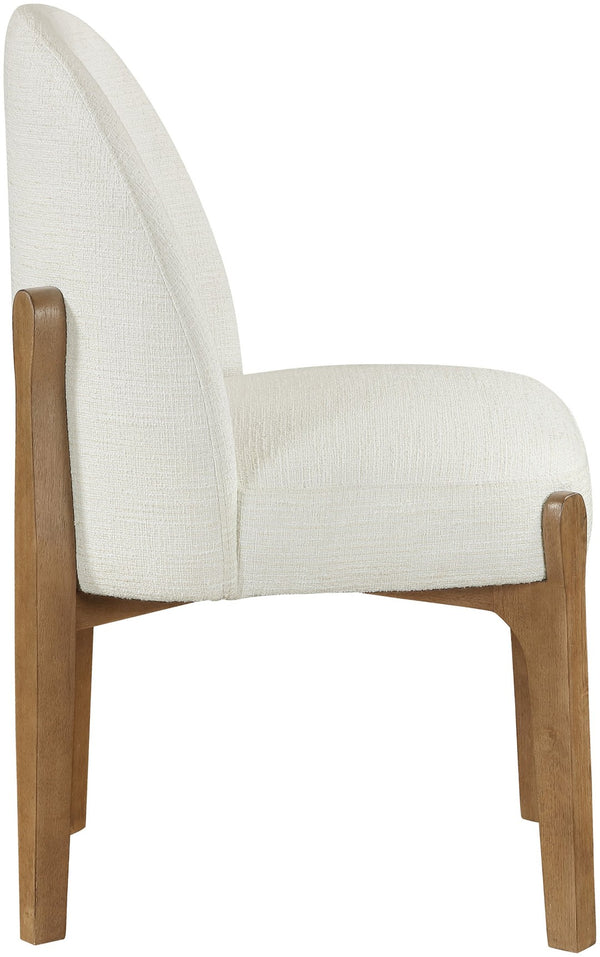 Meridian Furniture Torino Linen Upholstered Dining Chair with Brass Accents and Wood Frame for Modern Rooms Style 2 Cream 88002Cream-C