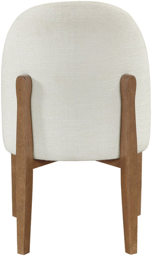 Meridian Furniture Torino Linen Upholstered Dining Chair with Brass Accents and Wood Frame for Modern Rooms Style 2 Cream 88002Cream-C