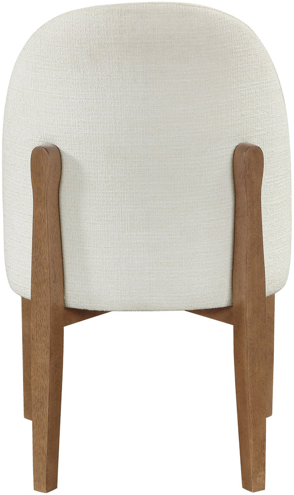 Meridian Furniture Torino Linen Upholstered Dining Chair with Brass Accents and Wood Frame for Modern Rooms Style 2 Cream 88002Cream-C