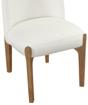 Meridian Furniture Torino Linen Upholstered Dining Chair with Brass Accents and Wood Frame for Modern Rooms Style 2 Cream 88002Cream-C
