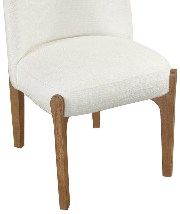 Meridian Furniture Torino Linen Upholstered Dining Chair with Brass Accents and Wood Frame for Modern Rooms Style 2 Cream 88002Cream-C
