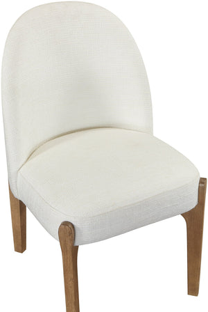 Meridian Furniture Torino Linen Upholstered Dining Chair with Brass Accents and Wood Frame for Modern Rooms Style 2 Cream 88002Cream-C