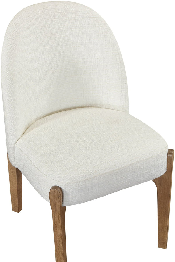 Meridian Furniture Torino Linen Upholstered Dining Chair with Brass Accents and Wood Frame for Modern Rooms Style 2 Cream 88002Cream-C