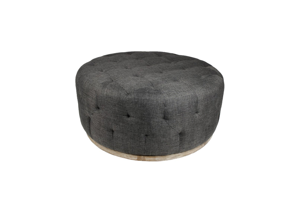 Moti Piper Gray Round Tufted Ottoman 88003003