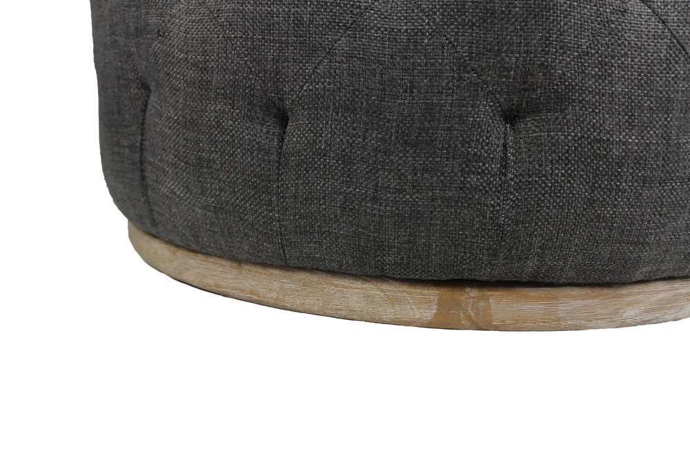 Moti Piper Gray Round Tufted Ottoman 88003003