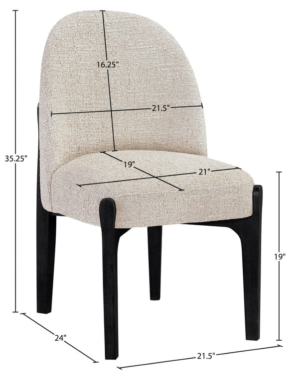 Meridian Furniture Torino Linen Upholstered Dining Chair with Brass Accents and Wood Frame for Modern Rooms Style 3 Beige 88003Beige-C