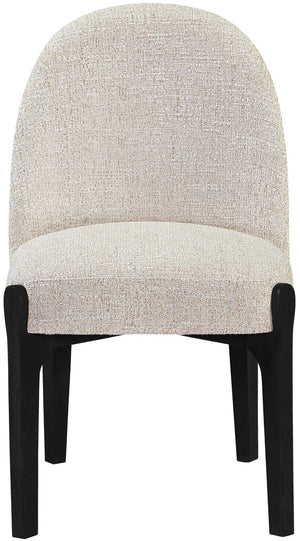 Meridian Furniture Torino Linen Upholstered Dining Chair with Brass Accents and Wood Frame for Modern Rooms Style 3 Beige 88003Beige-C