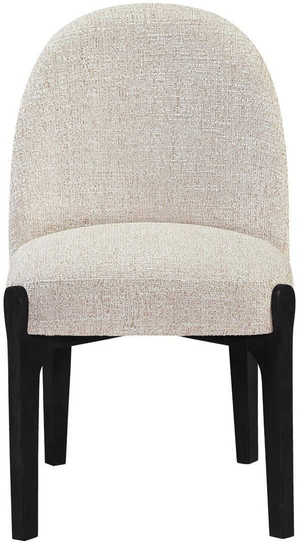 Meridian Furniture Torino Linen Upholstered Dining Chair with Brass Accents and Wood Frame for Modern Rooms Style 3 Beige 88003Beige-C