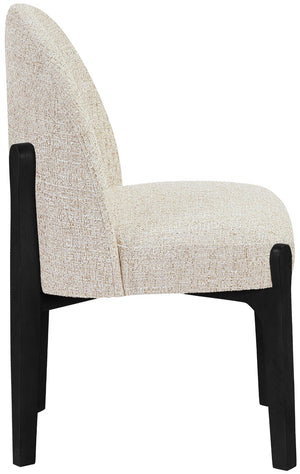 Meridian Furniture Torino Linen Upholstered Dining Chair with Brass Accents and Wood Frame for Modern Rooms Style 3 Beige 88003Beige-C