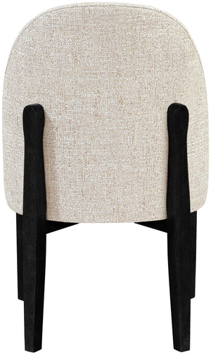 Meridian Furniture Torino Linen Upholstered Dining Chair with Brass Accents and Wood Frame for Modern Rooms Style 3 Beige 88003Beige-C