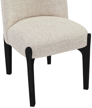 Meridian Furniture Torino Linen Upholstered Dining Chair with Brass Accents and Wood Frame for Modern Rooms Style 3 Beige 88003Beige-C