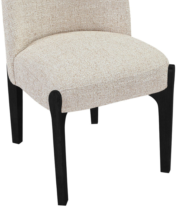 Meridian Furniture Torino Linen Upholstered Dining Chair with Brass Accents and Wood Frame for Modern Rooms Style 3 Beige 88003Beige-C