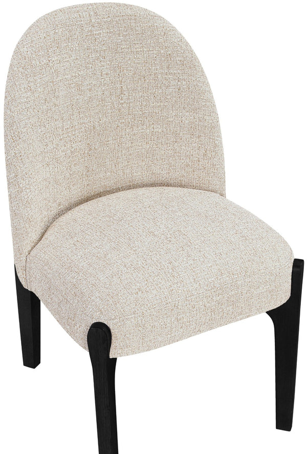 Meridian Furniture Torino Linen Upholstered Dining Chair with Brass Accents and Wood Frame for Modern Rooms Style 3 Beige 88003Beige-C