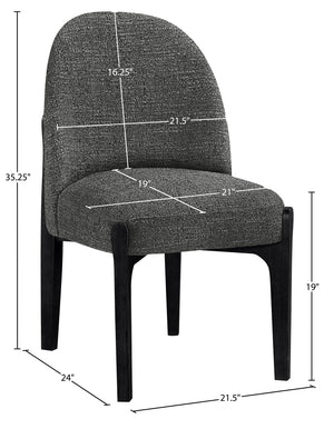 Meridian Furniture Torino Linen Upholstered Dining Chair with Brass Accents and Wood Frame for Modern Rooms Style 3 Black 88003Black-C