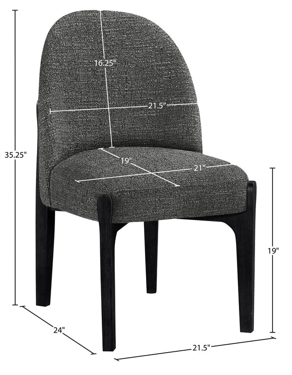 Meridian Furniture Torino Linen Upholstered Dining Chair with Brass Accents and Wood Frame for Modern Rooms Style 3 Black 88003Black-C