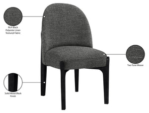 Meridian Furniture Torino Linen Upholstered Dining Chair with Brass Accents and Wood Frame for Modern Rooms Style 3 Black 88003Black-C
