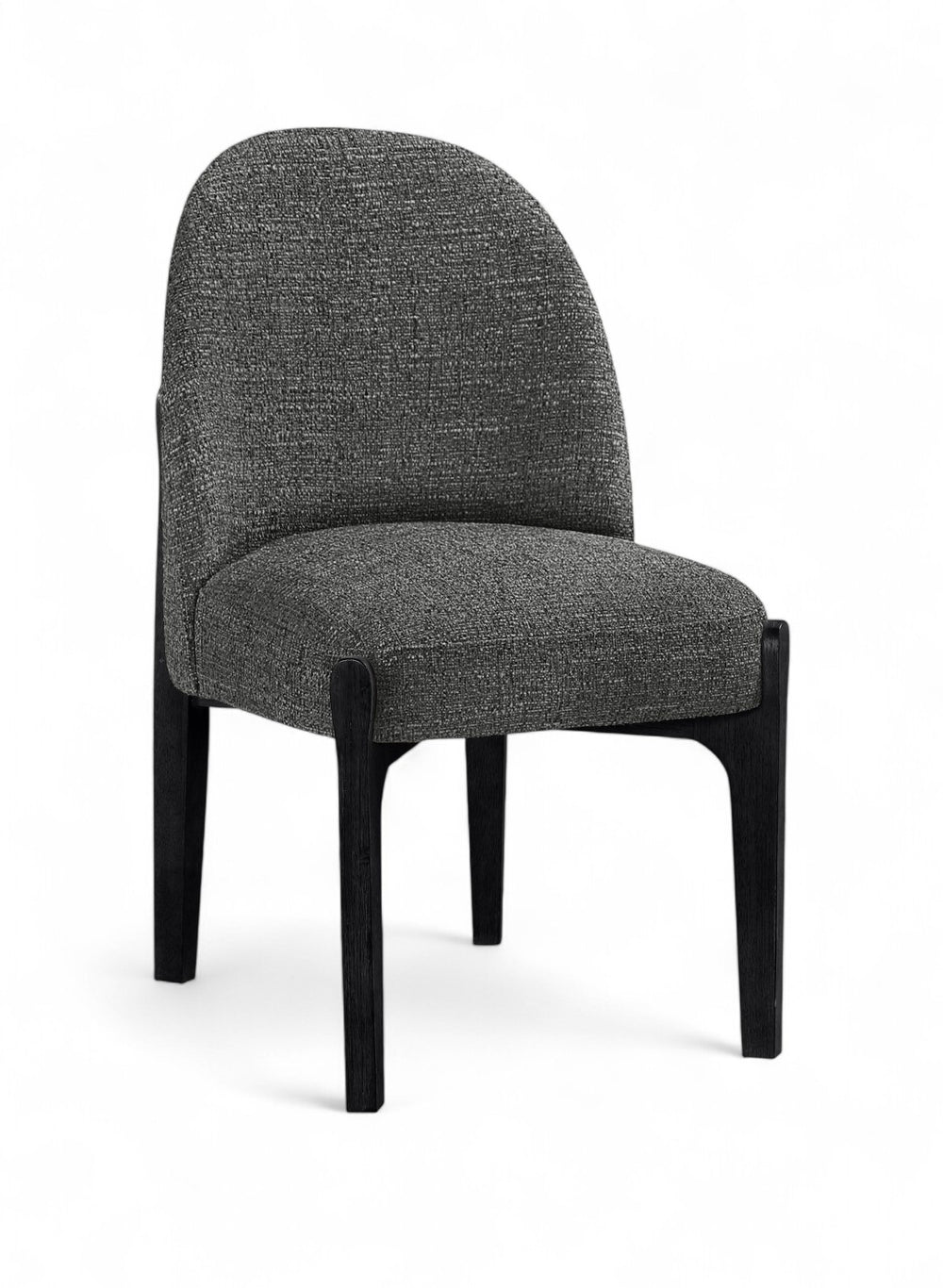Meridian Furniture Torino Linen Upholstered Dining Chair with Brass Accents and Wood Frame for Modern Rooms Style 3 Black 88003Black-C